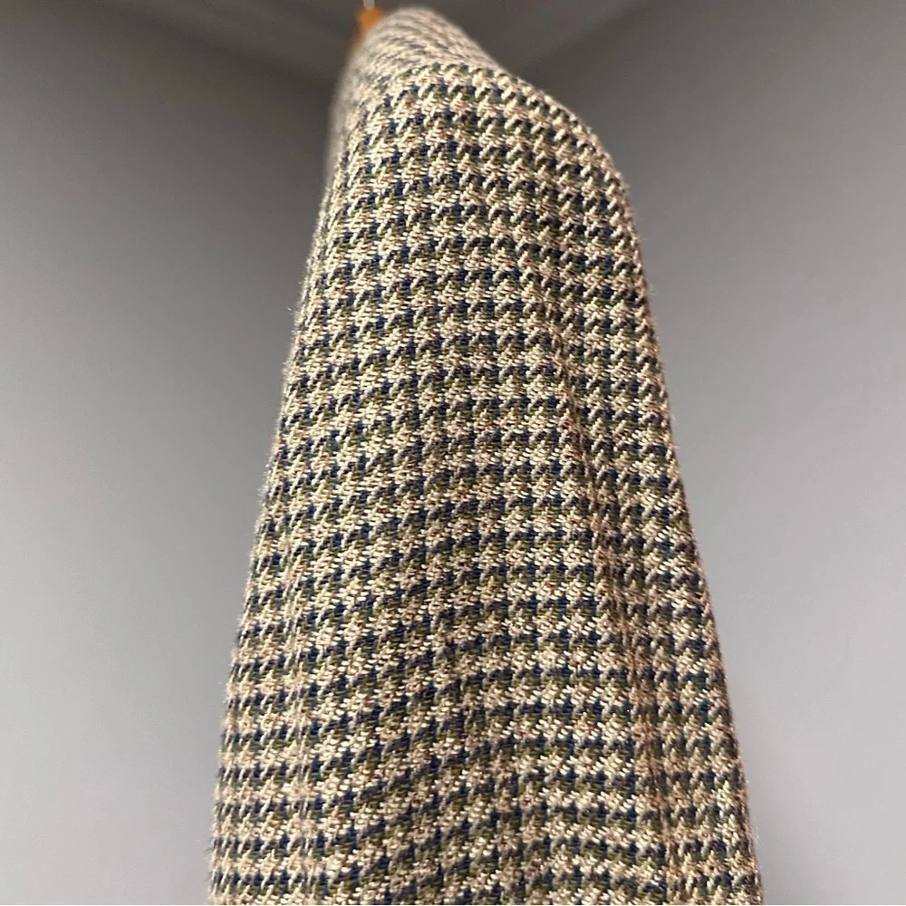 Vintage 80s Andhurst Tan Beige Houndstooth Wool Blend Sport Coat Mens Size 46L